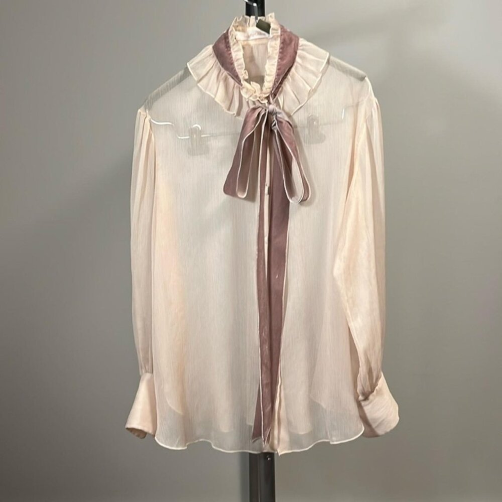 See By Chloe Velvet Tie Neck Blouse